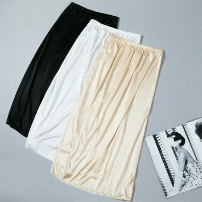 Jupe Taft Moulante Satin Faux Culotte Midi Beige Blanc Noir - Photo 1/4