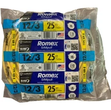 Southwire 63947621 25' 12/3 with ground Romex brand SIMpull residential...