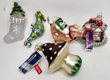 Glass Christmas Ornaments Lot of 5