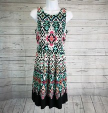 Eliza J Womens Dress Sz 6 Black Pink Geometric Sleeveless