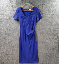 Boden Womens Pencil Dress Size 8 Blue Stretch Knit Short Sleeve Midi  V-Neck