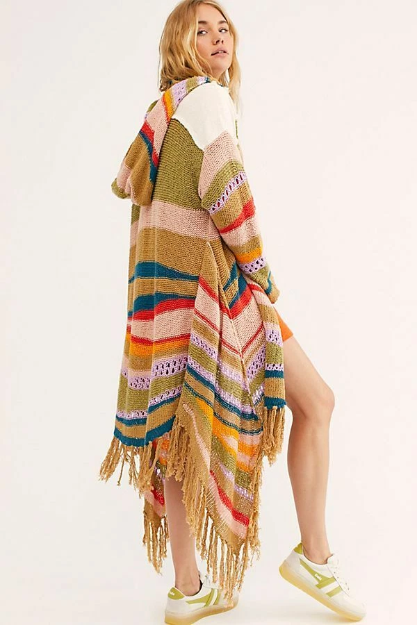 Free People NWT GORGEOUS Maxi Hooded Party Cardi Sweater NEW Cardigan