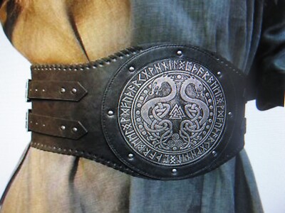 Hiifeuer Medieval Waist Armor, Wide Belt Cosplay Viking Waistband black
