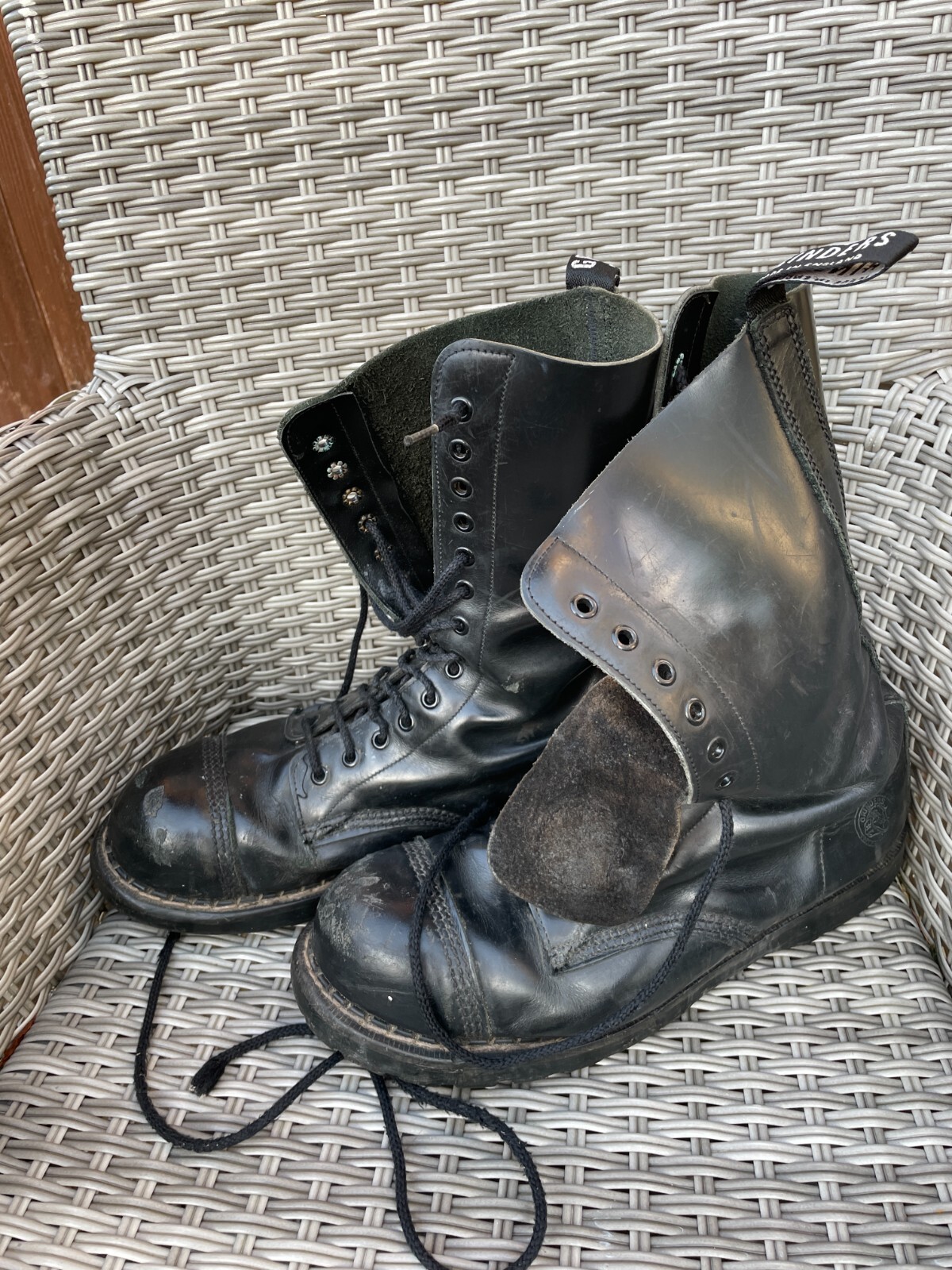 Men's Grinders Black 14 Hole Men's Safety Steel Toe Boots, Workwearor