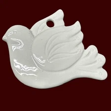 Vintage White Turtle Dove Porcelain Ornament made by Takahashi of Japan Xmas
