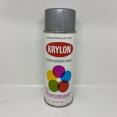 Vintage KRYLON Bright Silver 1401 sparkling matte color Enamel spray paint can