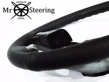 FOR FORD PUMA 97-02 BLACK PERFORATED LEATHER STEERING WHEEL COVER DOUBLE STITCH