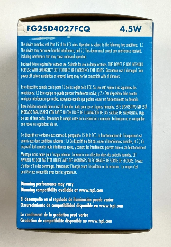 TCP LED Light Bulb Globe Filament Frosted 4.5W G25 120V FG25D4027FCQ Set of 4 - Image 2 of 4