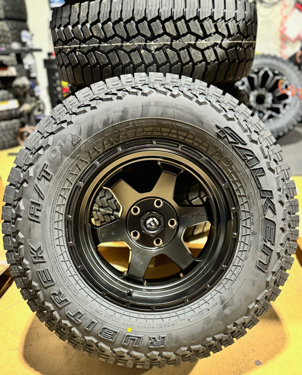 17x9 Fuel D664 Shok Black Wheels 33 Falken AT Tires 6x5.5 Toyota