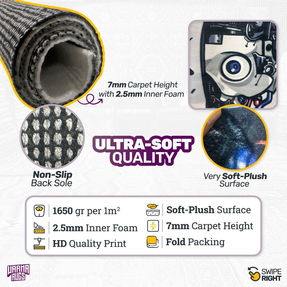 World of Craft Video Game Rug, Gamer Room Decor Carpet Mat eBay