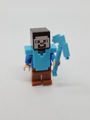 LEGO Minecraft Minifigures (LOT of 2) Steve With Iron Armor, Picaxe And  Sword