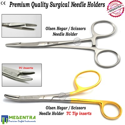 Set Of 2 Olsen Hegar Needle Holder Veterinary Suturing Needles Driver Scissors Ebay