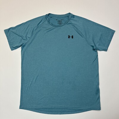 Under Armour Tech Tee Shirt Adult Large Blue Loose Fit Heatgear Activewear Men