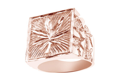 Men's 10k Yellow Gold Cannabis Leaf Ring - High Polish Pot Leaf Design (Size 9.25)
