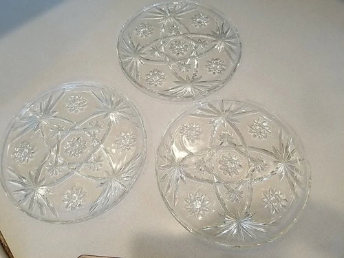 3 Vintage Early American Prescut EAPC Platters 10" Star David Pattern
