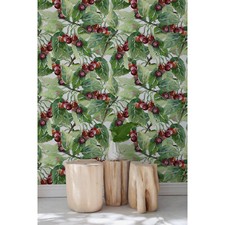 Cherry Bush Removable | Green Painting | Branches | Repositionable wall mural