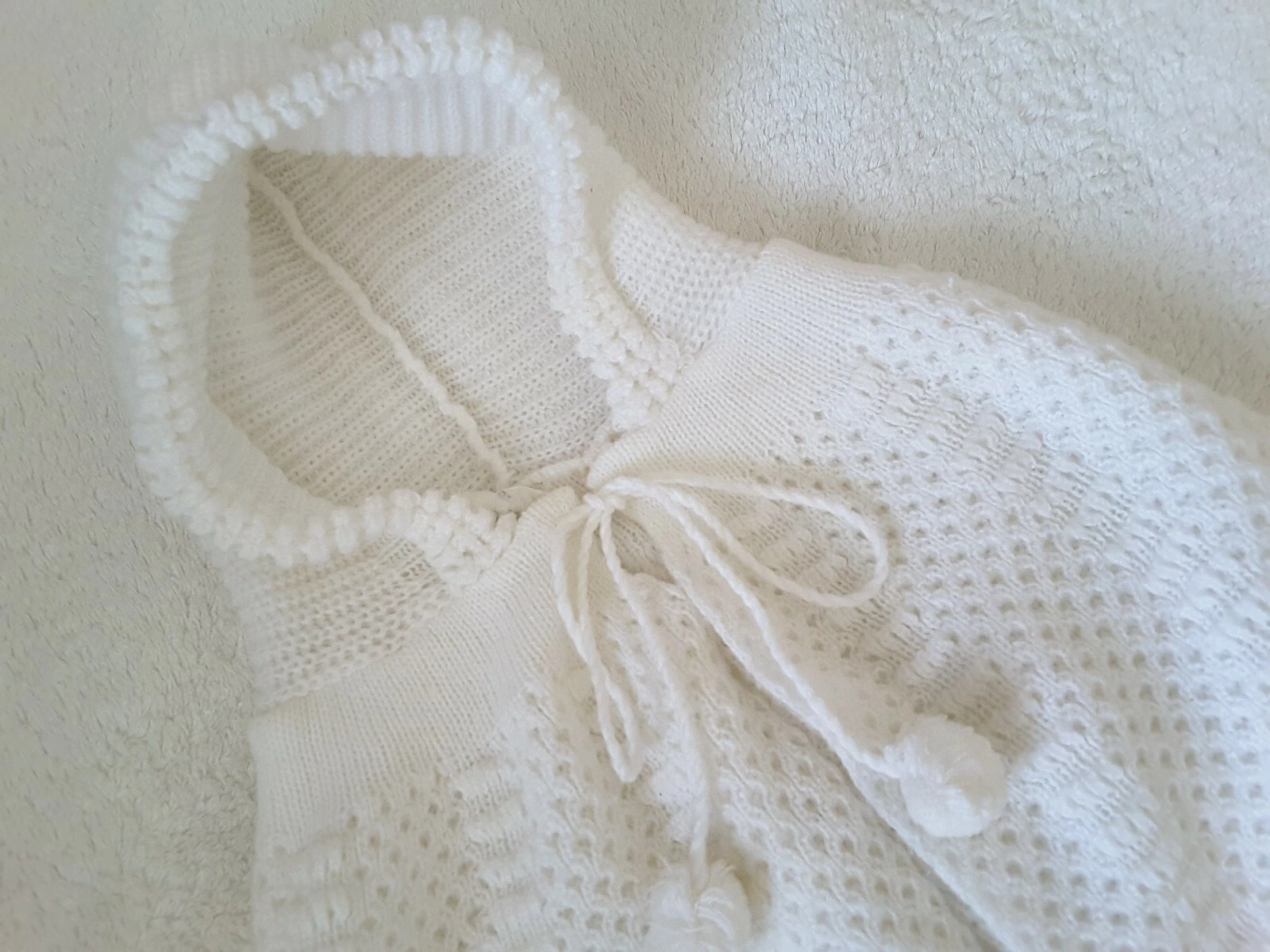 Angel White Hooded Babies Cape with Embroidered Border