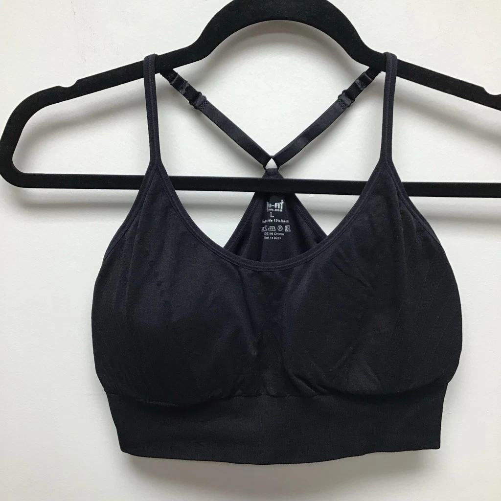 Pro-Fit Seamless Womens Activewear Sports Bra Black Padded Racerback  Stretch L