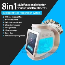 8 in 1 Hydra Face Lift RF Microcurrent Ice Cold Hammer Meso Facial Spa Machine