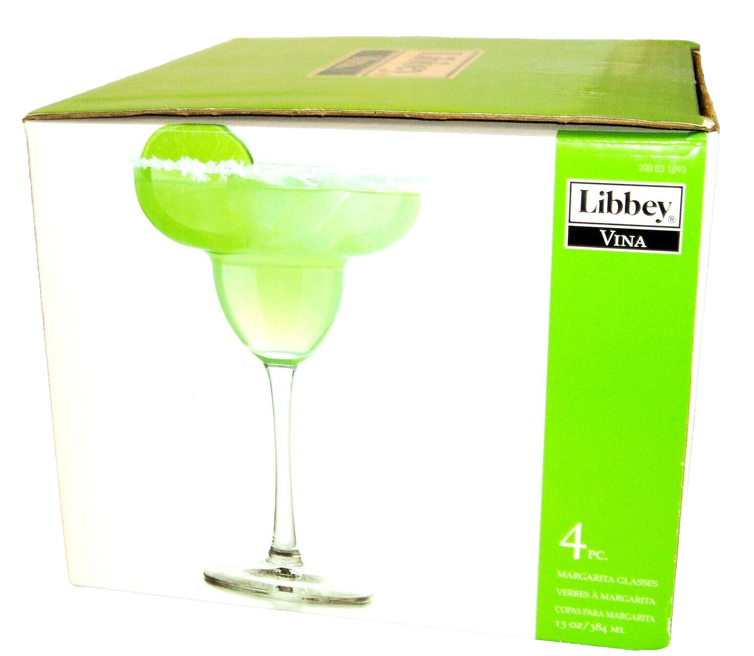 New LIBBEY VINA 13 oz, Set of 4, CLEAR MARGARITA 8" tall GLASSES, Made