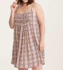 Torrid Multi-Color Tile Print Gauze Lace Up Sides Dress 00X #07165