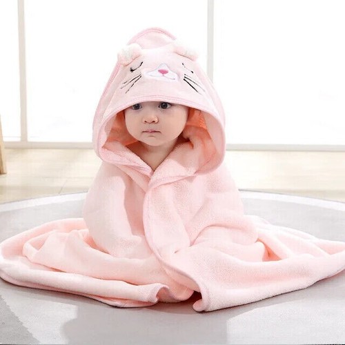 Baby Bathrobe Infant Bath Towel Boy Girl Blankets Swaddle With Hood Cartoon - Picture 1 of 20