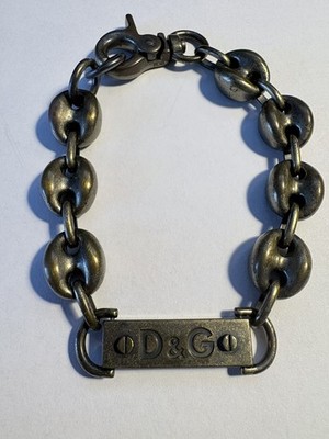 Vintage Early 2000s D&G Logo Link bracelet Bronze Toned Metal 8-1/2  Long