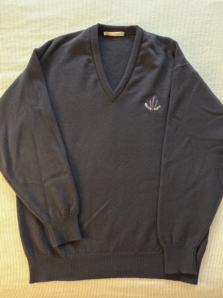 Pull Lyle & Scott Homme Col V Gris Clair Taille S - Vintage