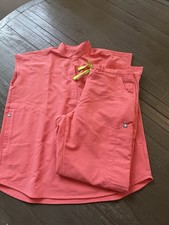 FIGS Scrub Set XS TOP Hot Coral Rafaela Top Yola Scrub Pants Medical MD M