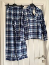 New Look Women's Pyjama Set, Blue Checked Pattern, Size UK 6
