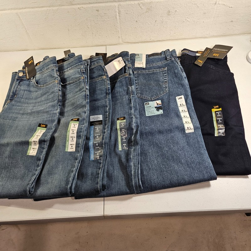 Lee Women Legendary Straight Relaxed Fit Jeans Size 8 Long Blue Denim Lot of 6