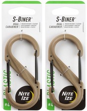 Nite Ize S-Biner Plastic Dual Carabiner 4 - Coyote 2-Pack 