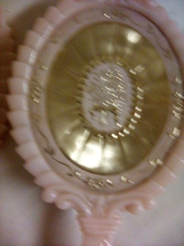 Vintage Hand Mirror And Hair Brush Vanity Set Gold tone floral NICE! - Picture 2 of 6
