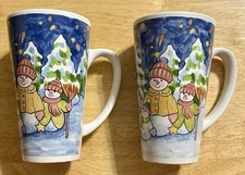 RARE WCL Snowman Snow Family Coffee Latte Mug 6” Tall EUC