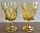 Vintage Anchor Hocking Fairfield Amber Wine Stem Goblets set of 2