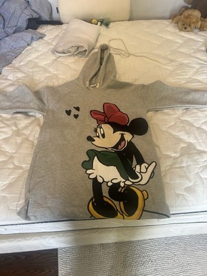Zara Disney Mickey Mouse Crop Top Hoodie Sweatshirt Size 11-12 Small Gray