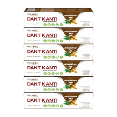 Patanjali Dant Kanti Natural Herbal Toothpaste Fluoride Free 150g 6 Pack