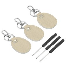 3PCS Leather Key Fob Keys Cover RFID Key Protector 1.85"x 2.17" Gray