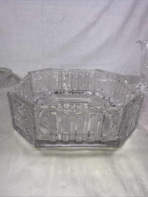 VTG 1930 s VSL Val Saint Lambert Belgique Art Deco Octagonal Nina Art Glass Bowl