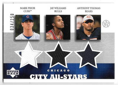 MARK PRIOR JAY WILLIAMS ANTHONY THOMAS JERSY /250 2003 UPPER DECK CITY ALL-STARS