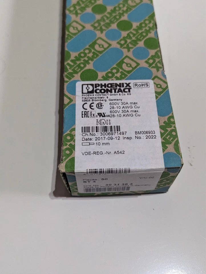 50x Phoenix Contact ST 4 3031364 4 mm² ST-4 feed-through terminal block - Image 2 of 2