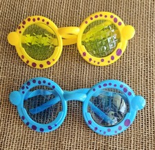 2 Pairs Of Bug Eye Googly Eye Novelty Glasses Yellow Blue