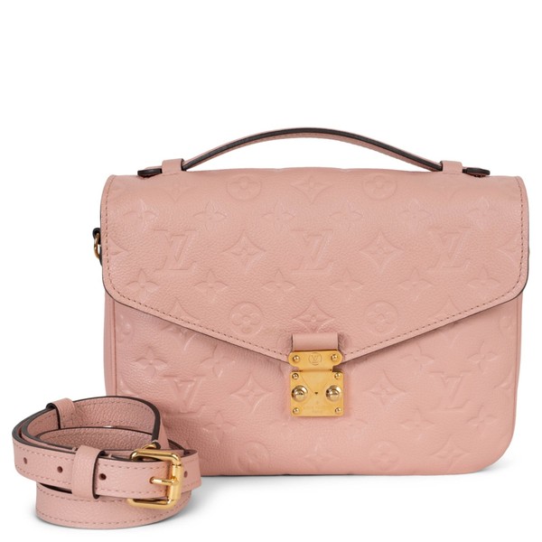 74072 authentische LOUIS VUITTON Rose Poudre Monogramm Empreinte POCHETTE METIS Tasche