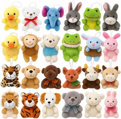 Mini Stuffed Animals Bulk 24 Pack Tiny Plushies Keychain for Kids Small Animal