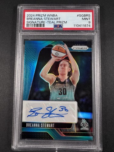 2024 PANINI PRIZM WNBA BREANNA STEWART SIGNATURES TEAL PRIZM /35 PSA 9