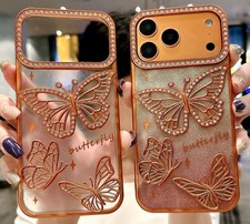 Custodia glitter farfalla strass per iPhone 17 16 15 14 13 12 Pro Max Cover
