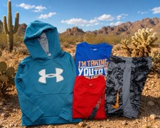 Youth Boys Lot 4 UNDER ARMOUR  NIKE Shorts, Hoodie  Shirts Youth Kids Sz S