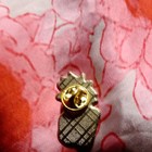 Enamel Lapel Pin Yellow & Green Sunflower Design w/ Butterfly Clutch Back — photo 1