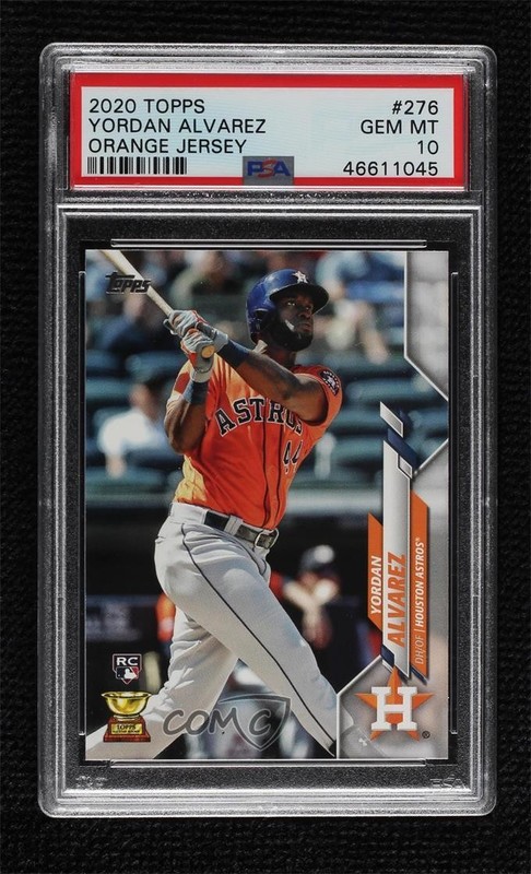 2020 Topps Yordan Alvarez (Orange Jersey) #276 PSA 10 GEM MT Rookie RC 4g0
