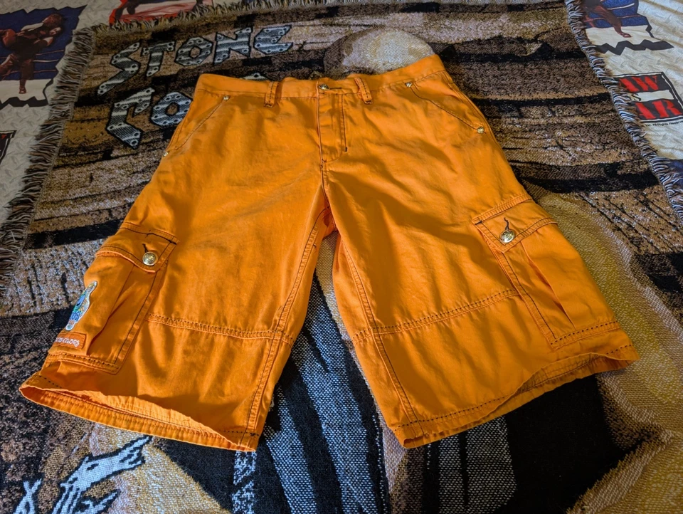Coogi Cargo Shorts Mens 36 Orange Baggy Australia Patch Outdoor Streetwear - Image 2 of 4